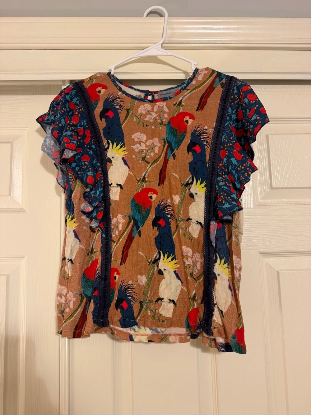 Anthropologie conditions Apply Parrot Blouse Tee